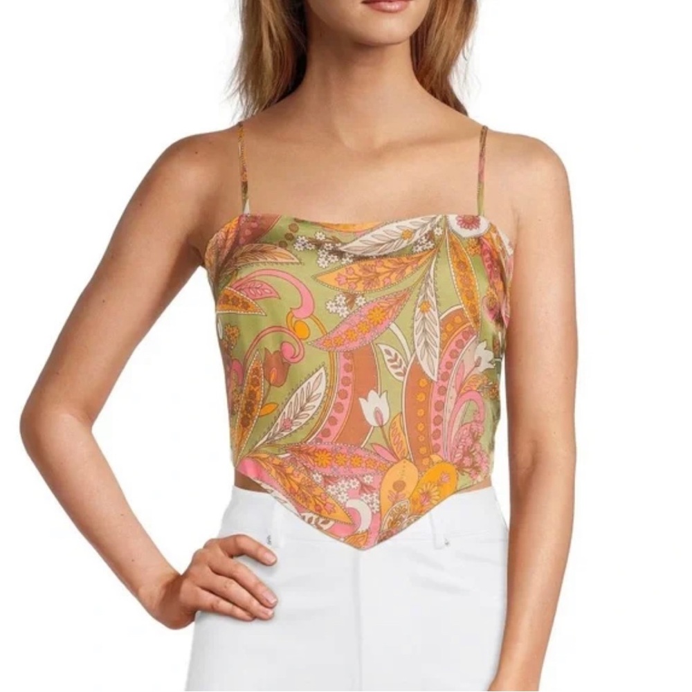 New Gianni Bini tie in back top paisley print